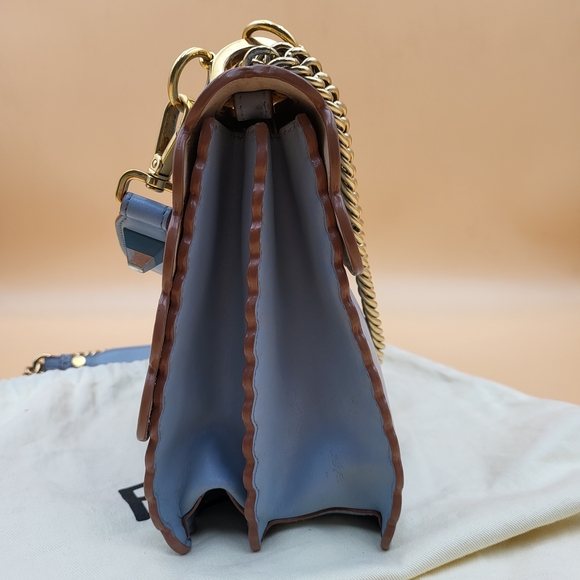 FENDI Vitello Liberty Scalloped Studded Kan Shoulder Crossbody, Authentic w/COA - Picture 6 of 16